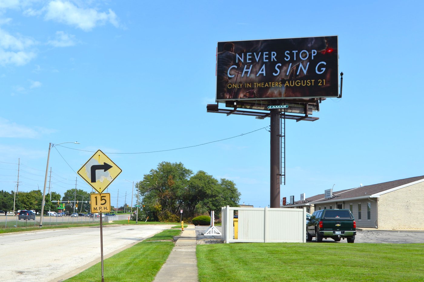 Never Stop Chasing digital bulletin, Panel 70110, campaign photography