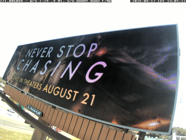 Never Stop Chasing digital bulletin, Panel 6088, in rotation August 17