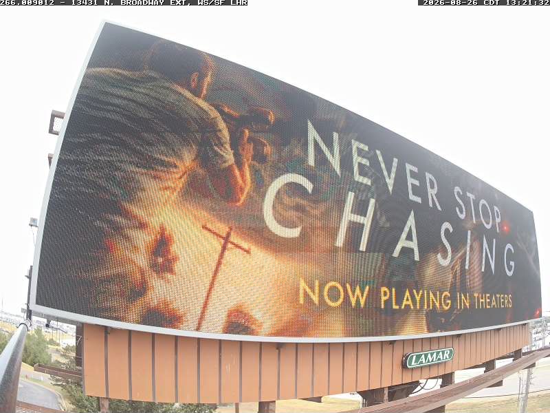 Never Stop Chasing digital bulletin, Panel 9012, Now Playing creative
