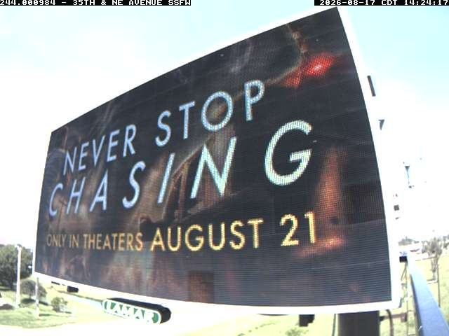 Never Stop Chasing digital bulletin, Panel 984, in rotation August 17