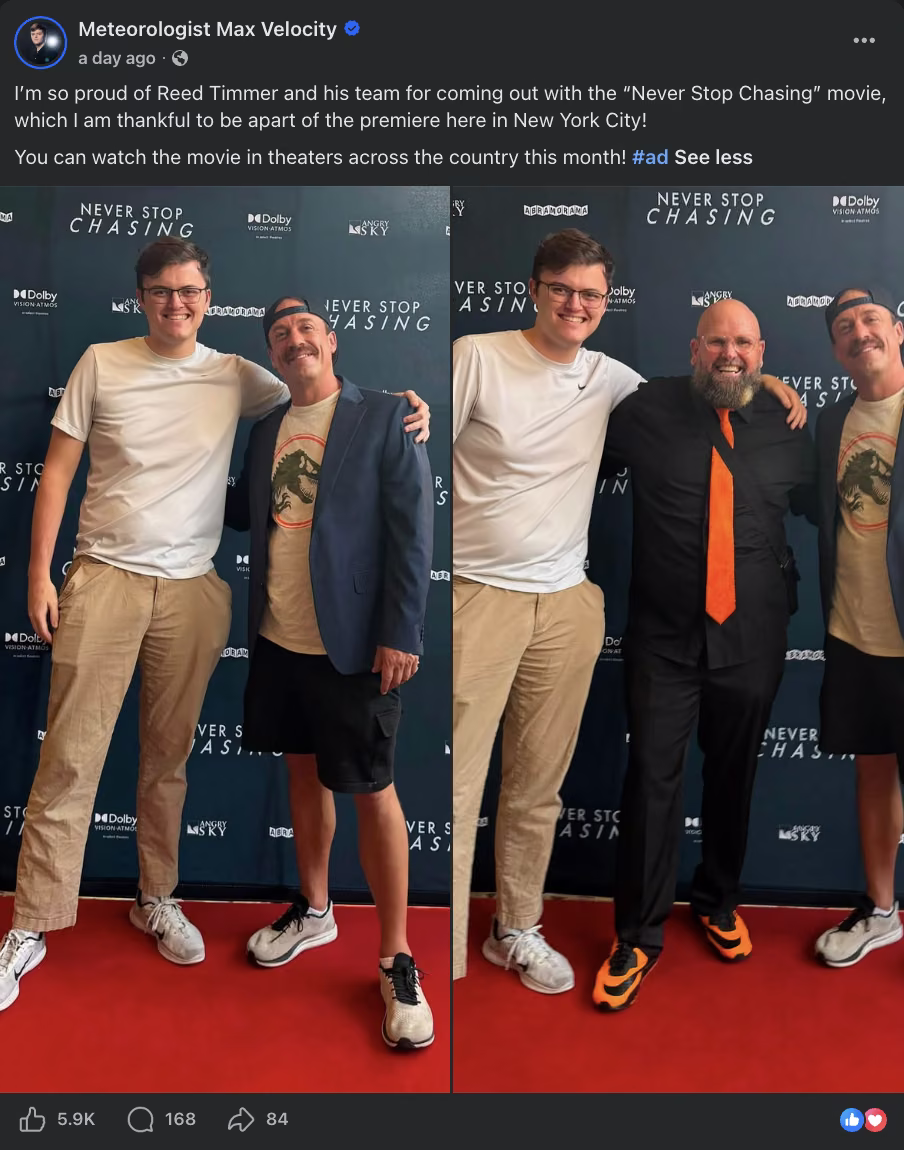 Max Velocity Facebook post — Premiere post - red carpet
