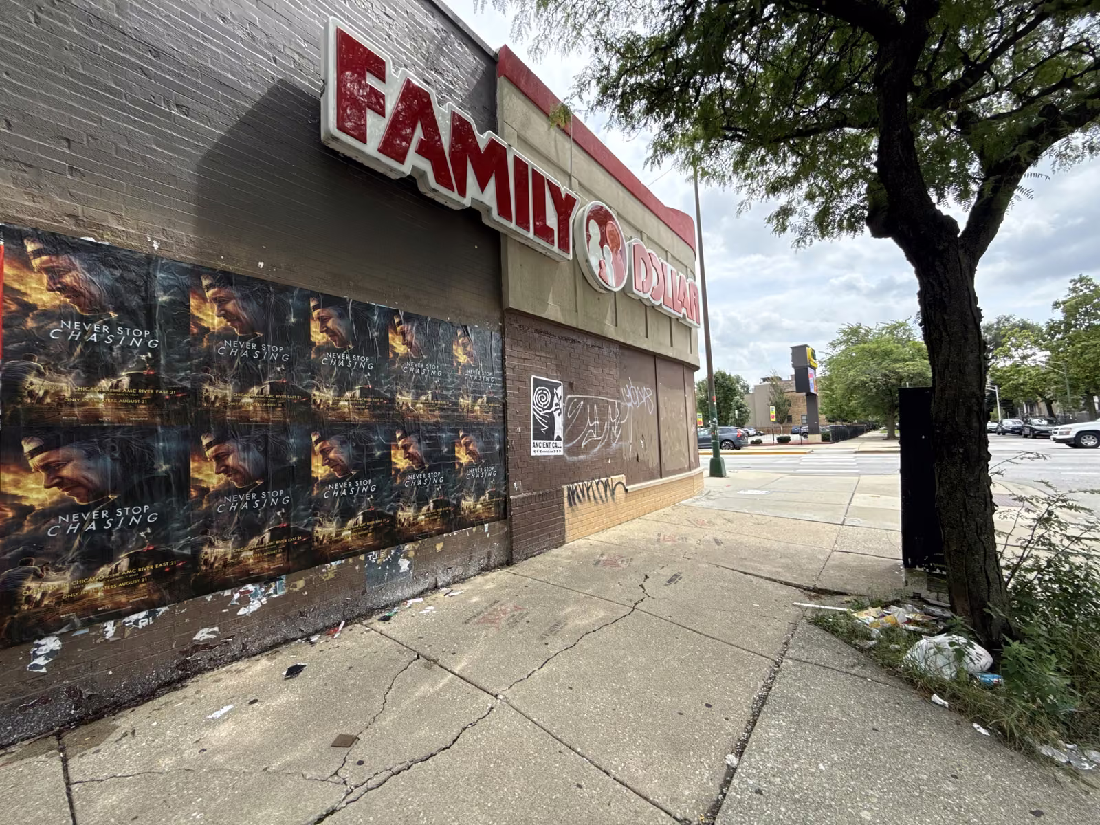 Never Stop Chasing wild posting at 2704 W North Ave, Humboldt Park, Chicago
