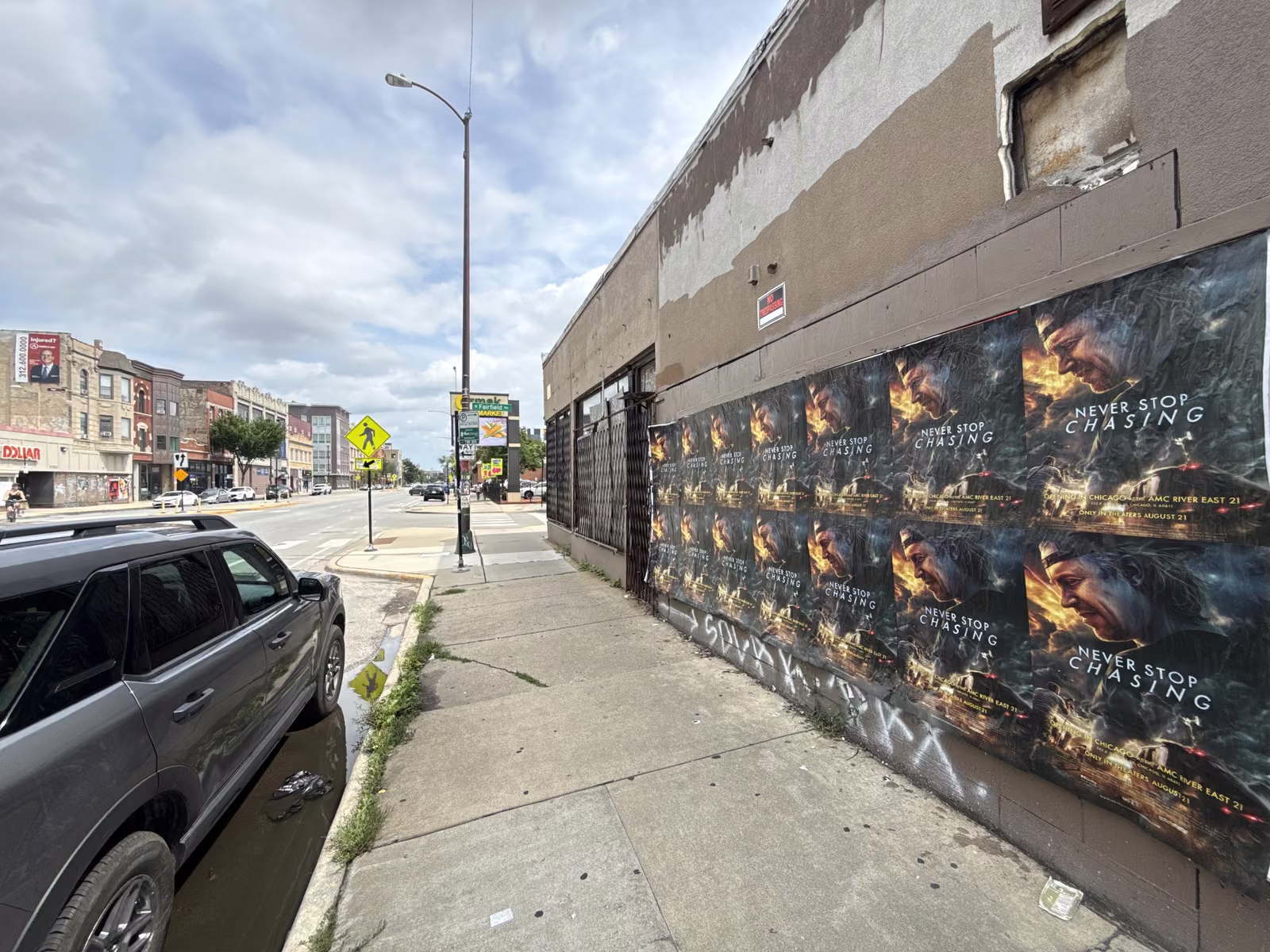 Never Stop Chasing wild posting at 2736 W North Ave, Humboldt Park, Chicago