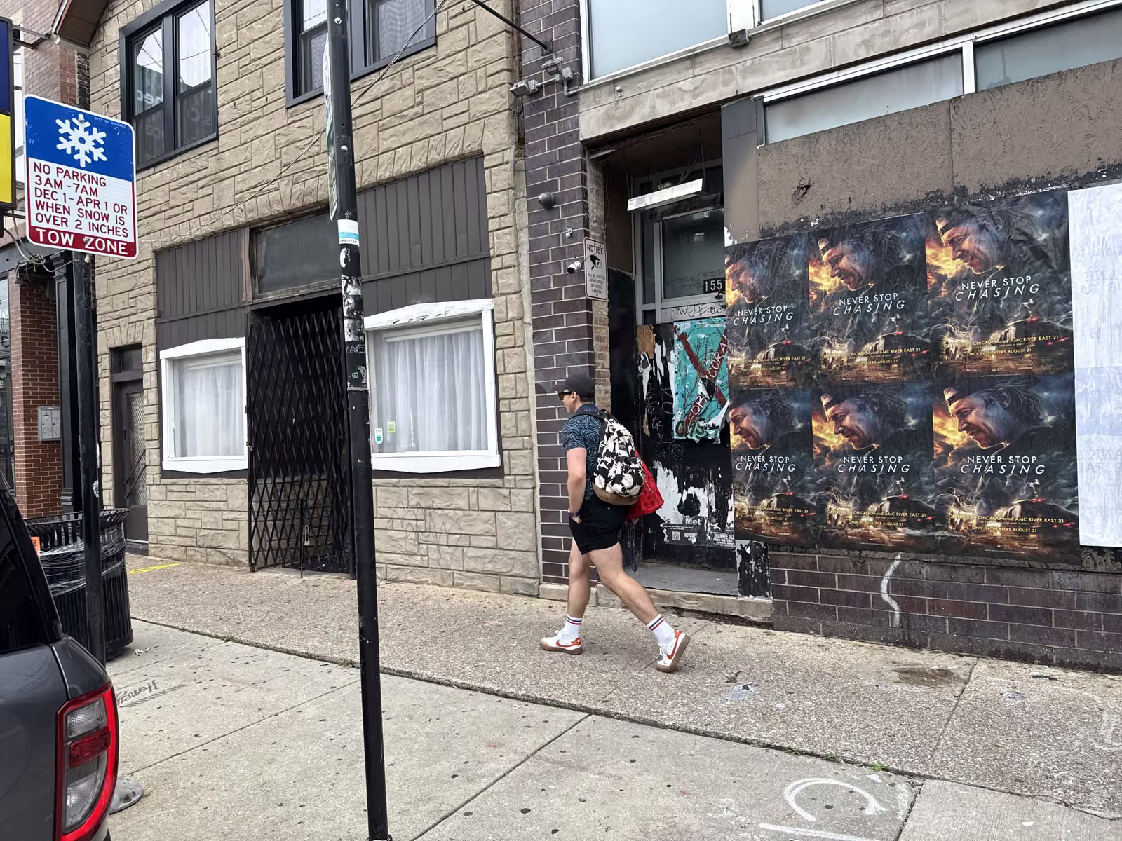 Never Stop Chasing wild posting at 1200 N Ashland Ave, Wicker Park, Chicago