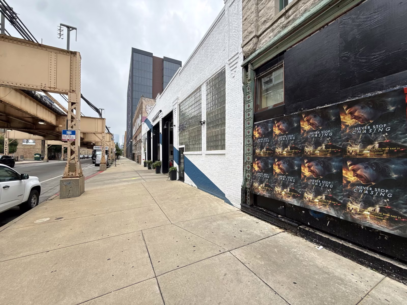Never Stop Chasing wild posting at 1380 W Lake St, West Loop, Chicago