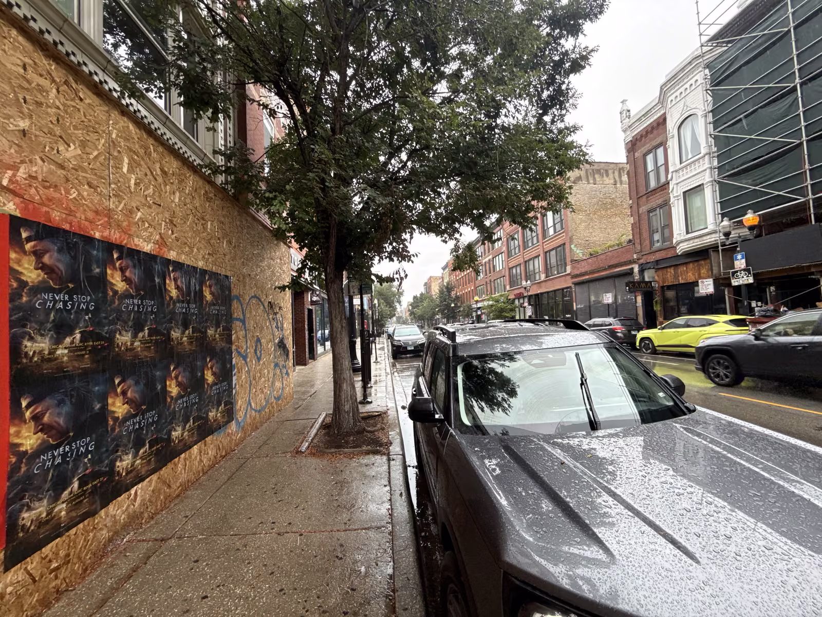 Never Stop Chasing wild posting at 1579 N Milwaukee Ave, Wicker Park, Chicago