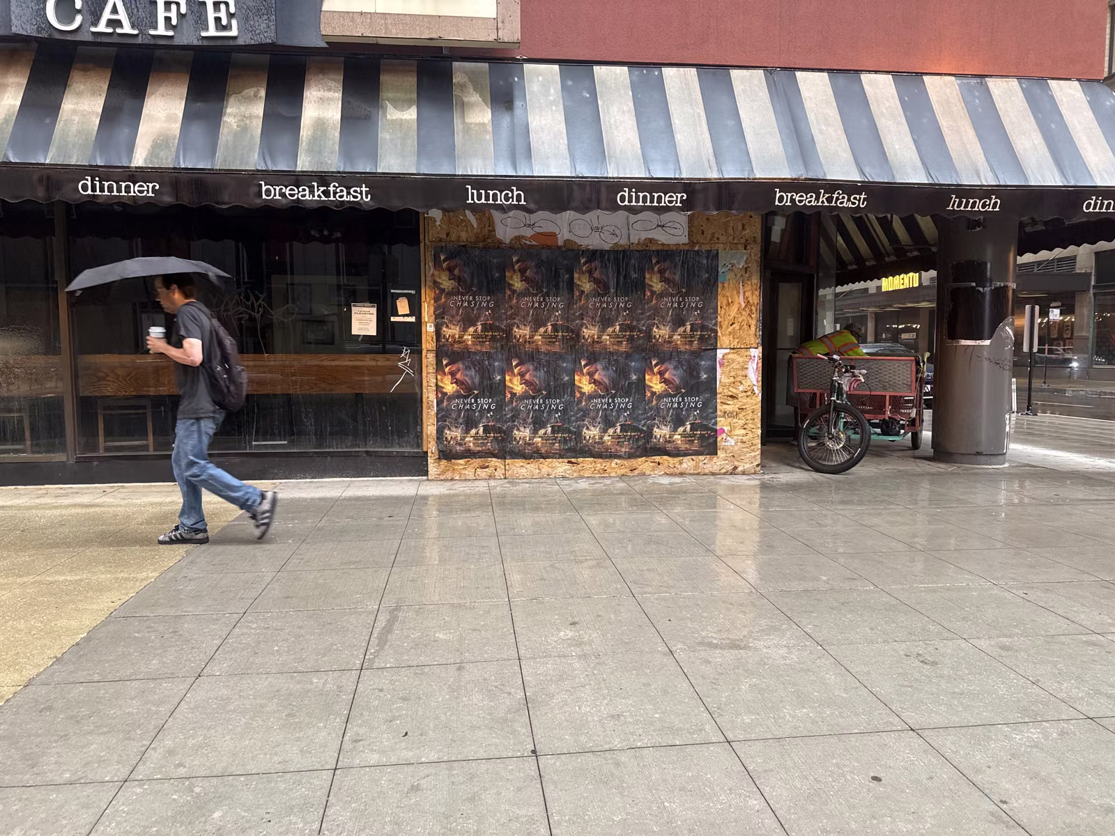 Never Stop Chasing wild posting at 17 E Monroe St, The Loop, Chicago