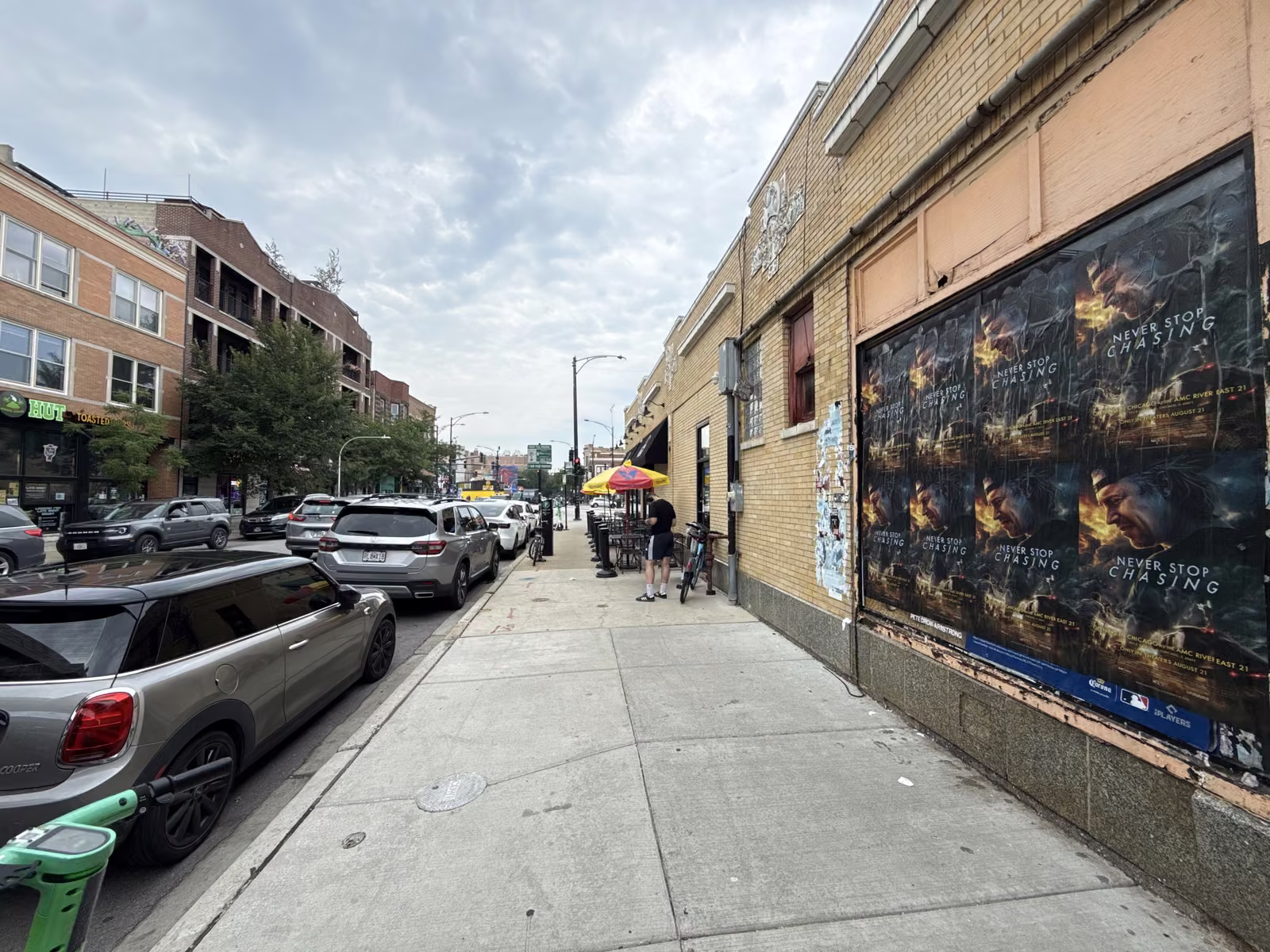 Never Stop Chasing wild posting at 3401 N Sheffield Ave, Lakeview, Chicago