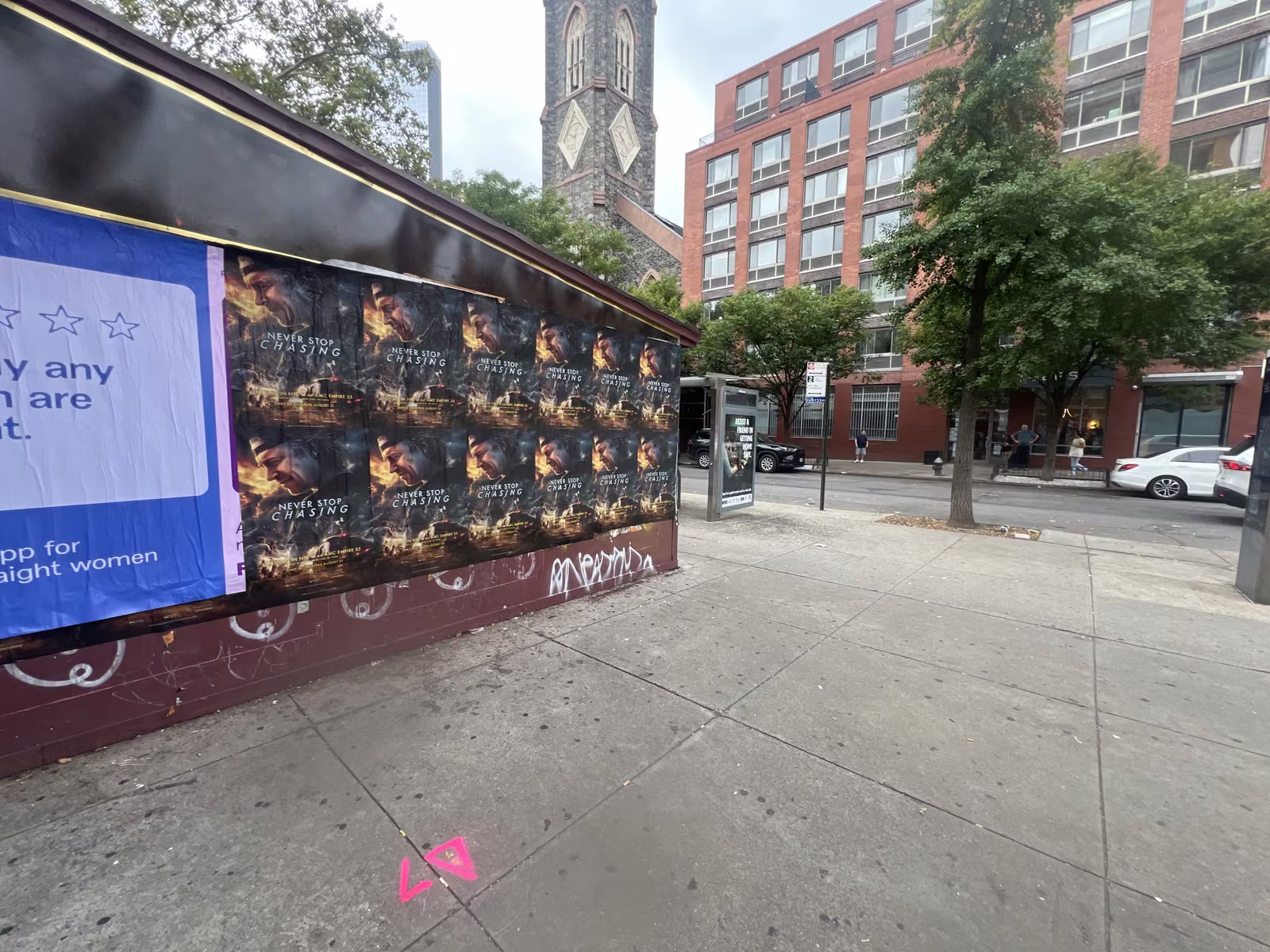 Never Stop Chasing wild posting at 10 Rutgers St, Two Bridges, Manhattan