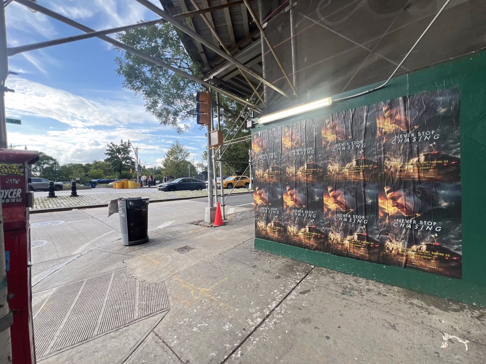 Never Stop Chasing wild posting at 154 11th Ave, Chelsea, Manhattan