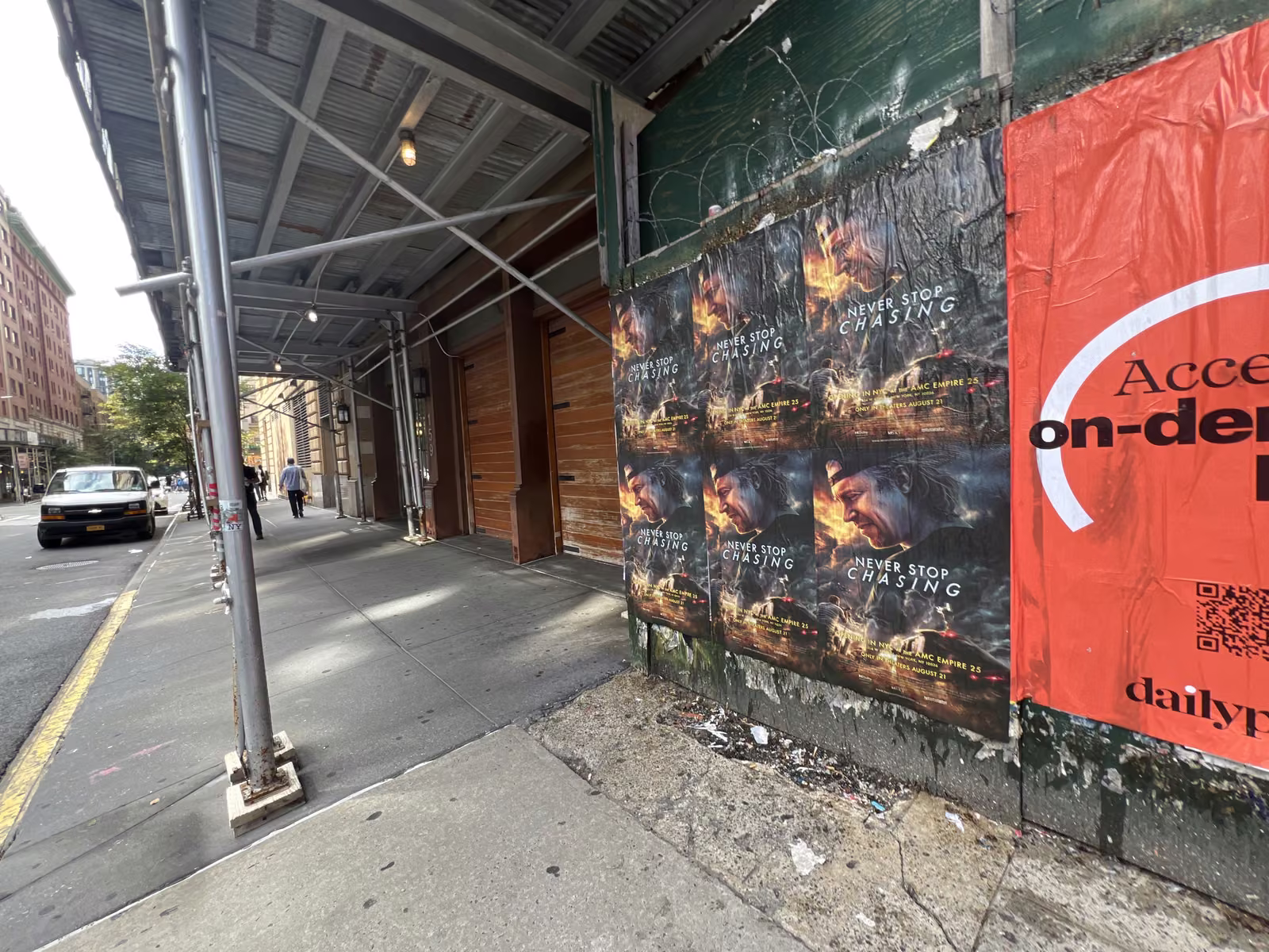 Never Stop Chasing wild posting at 157 W 24th St, Chelsea, Manhattan