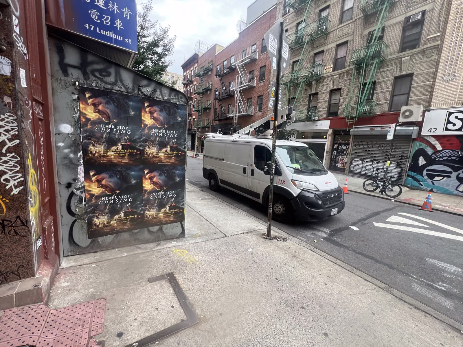 Never Stop Chasing wild posting at 42 Ludlow St - Location 1, Lower East Side, Manhattan