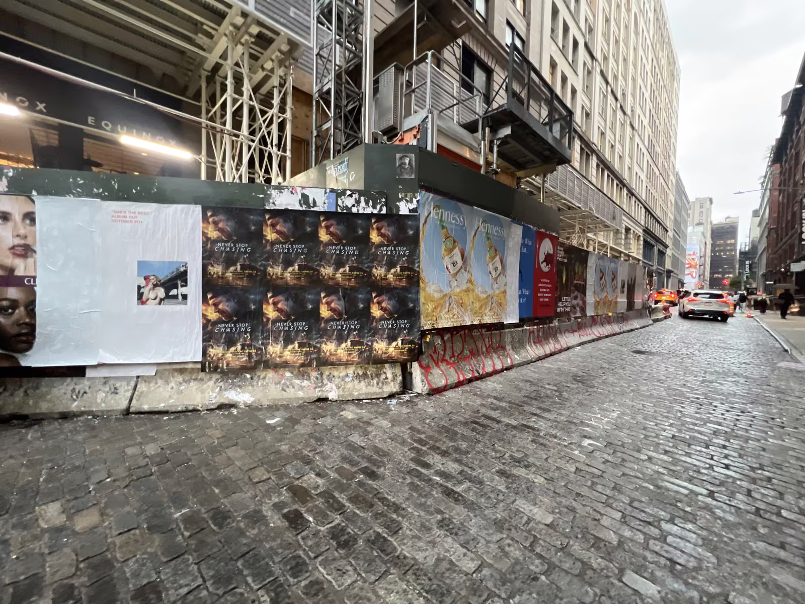 Never Stop Chasing wild posting at 47 Crosby St, SoHo, Manhattan