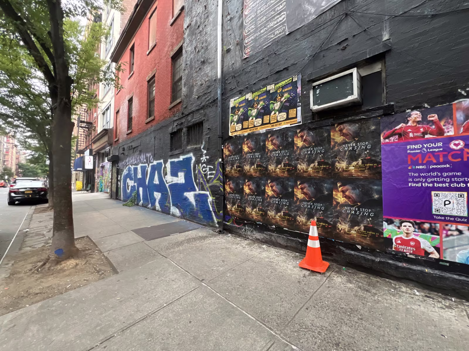 Never Stop Chasing wild posting at 57 Ludlow St, Lower East Side, Manhattan