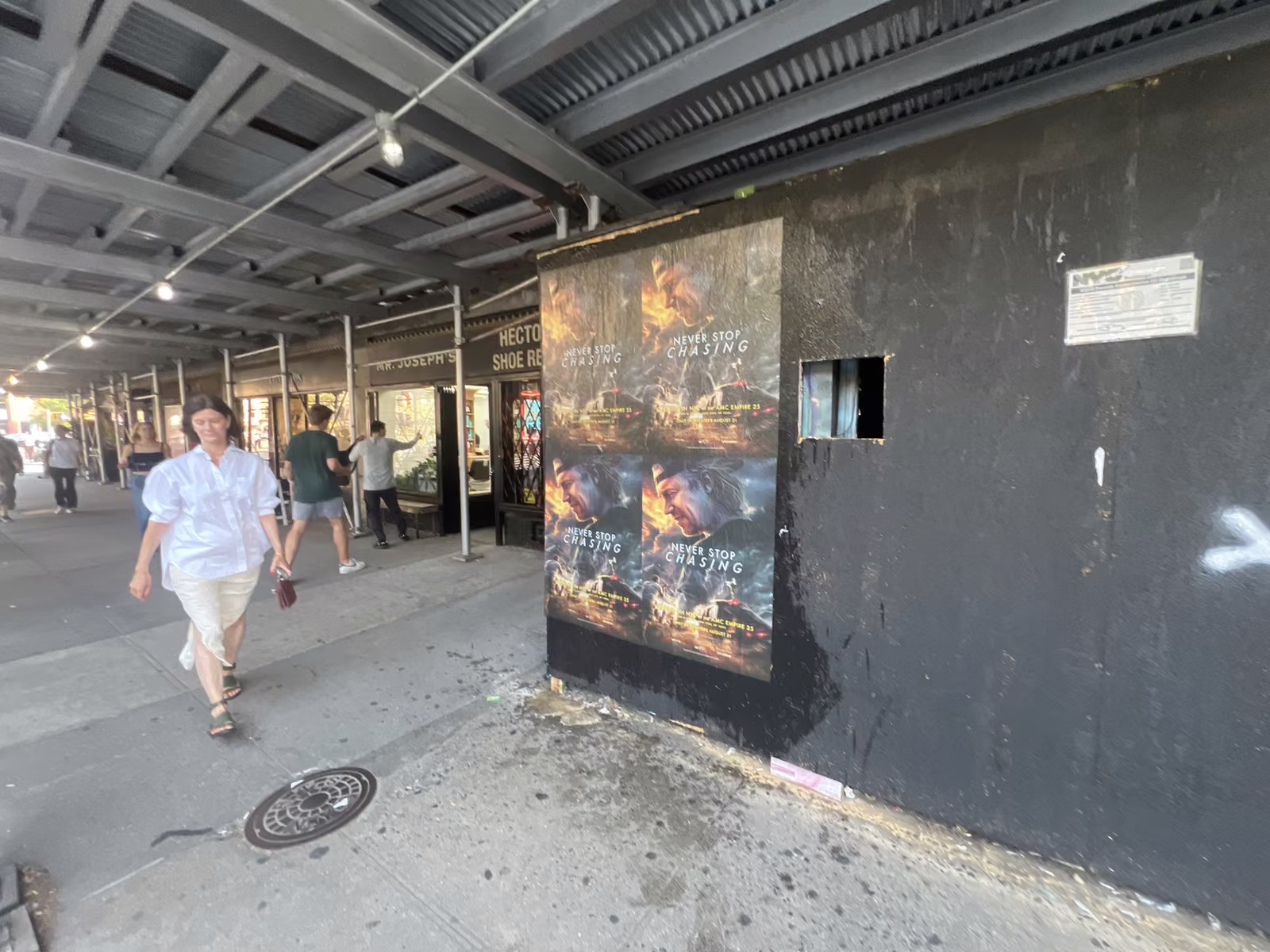 Never Stop Chasing wild posting at 15 Greenwich Ave, Greenwich Village, Manhattan