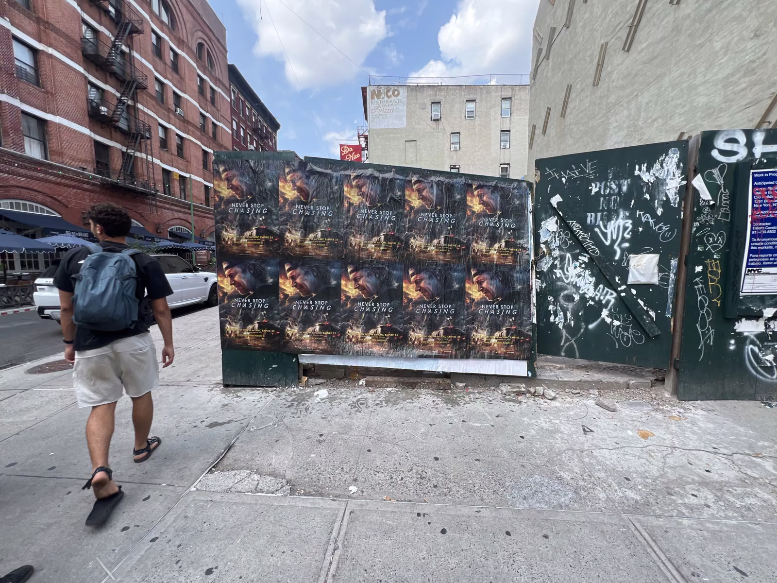 Never Stop Chasing wild posting at 190 Grand St – Location 2, Little Italy, Manhattan