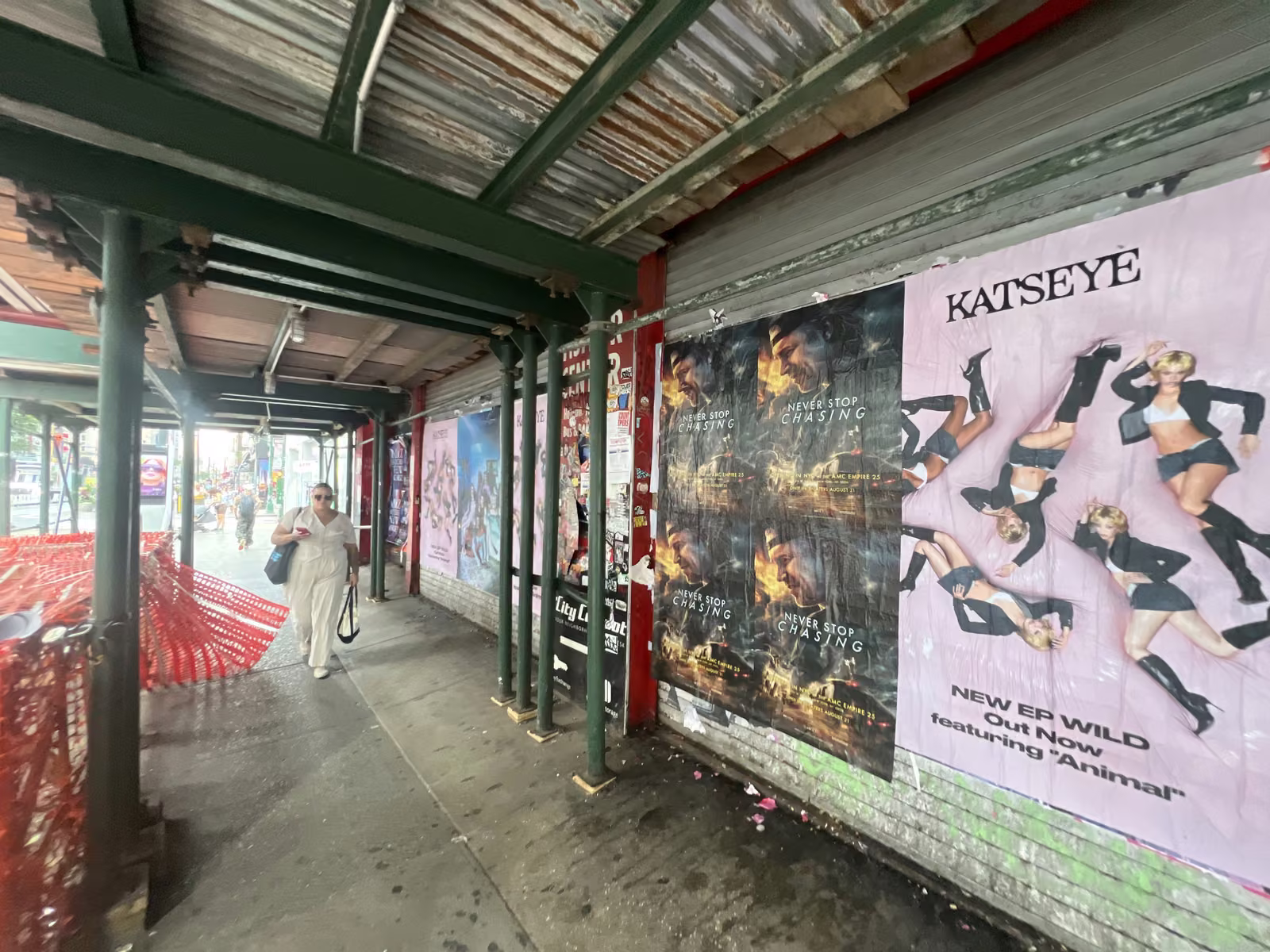 Never Stop Chasing wild posting at 271 W 47th St, Times Square, Manhattan
