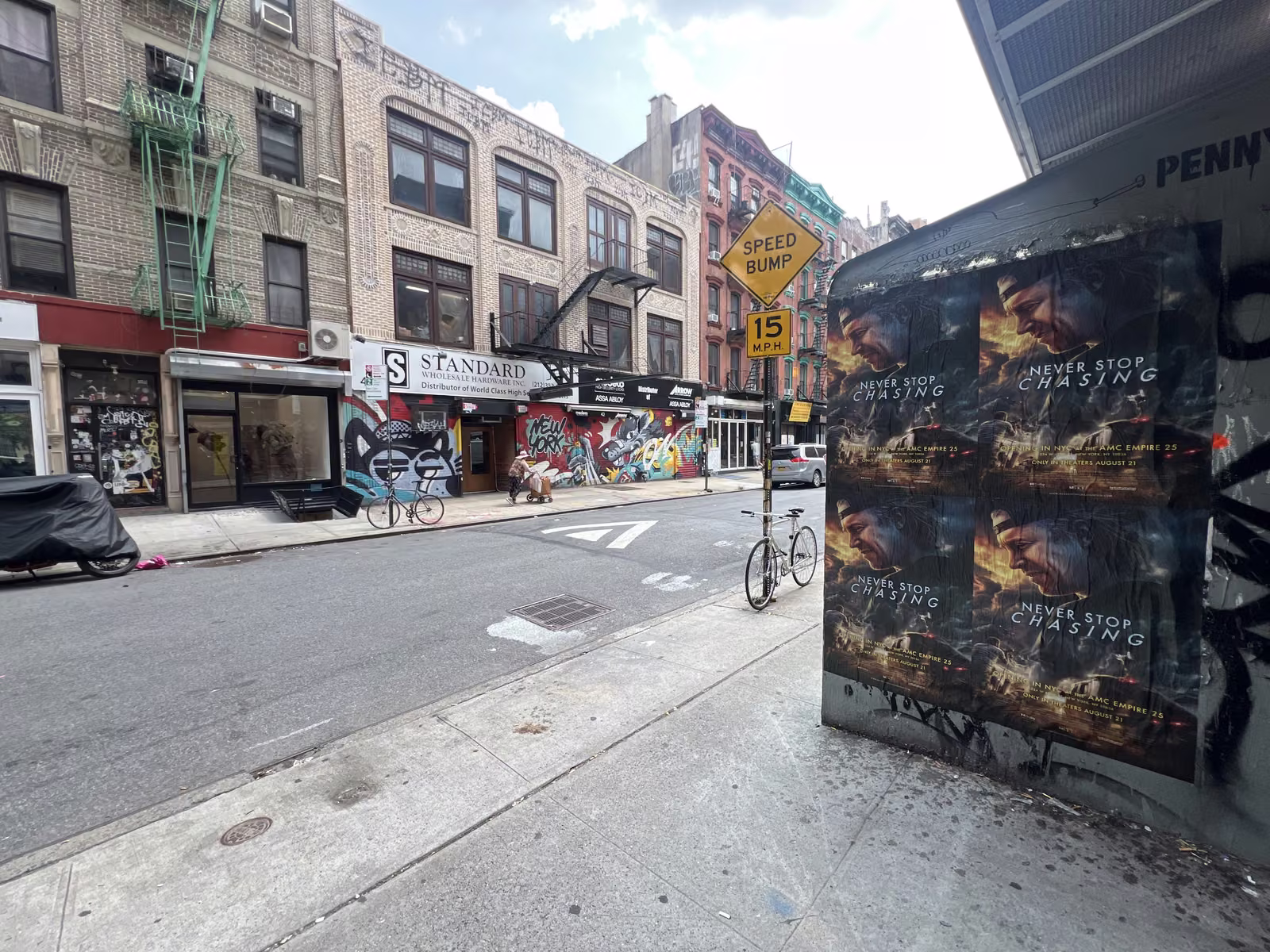 Never Stop Chasing wild posting at 42 Ludlow St, Lower East Side, Manhattan