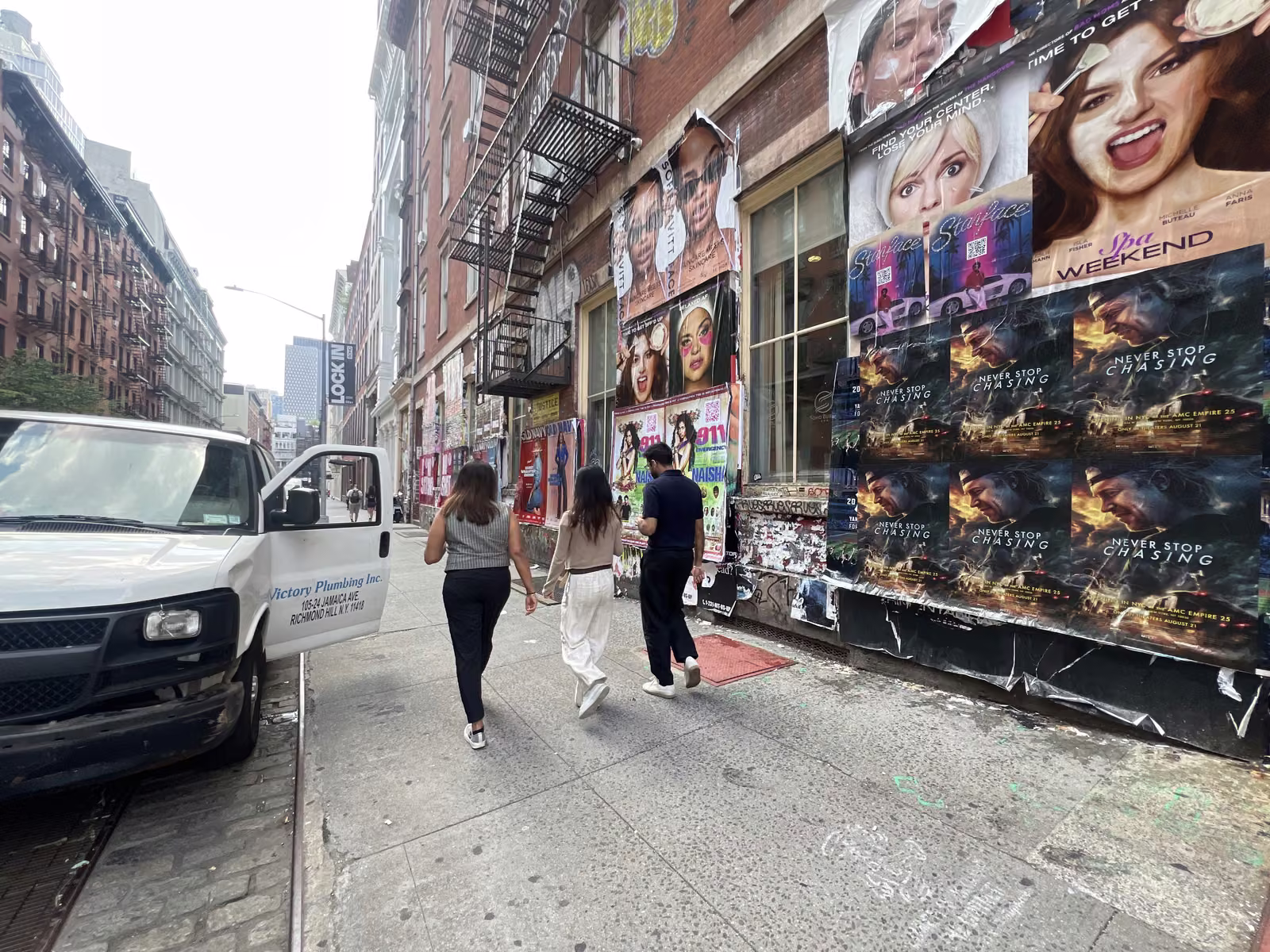 Never Stop Chasing wild posting at 431 Broome St, SoHo, Manhattan