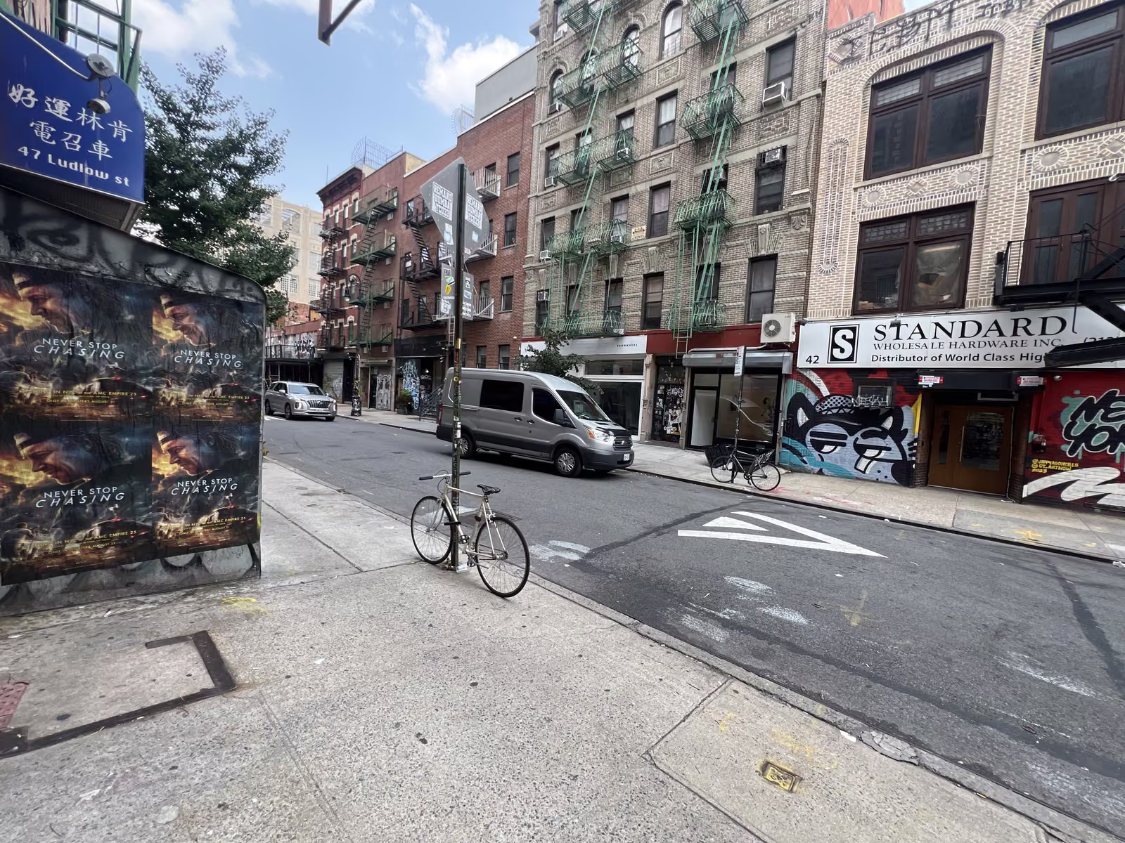 Never Stop Chasing wild posting at 47 Ludlow St, Lower East Side, Manhattan