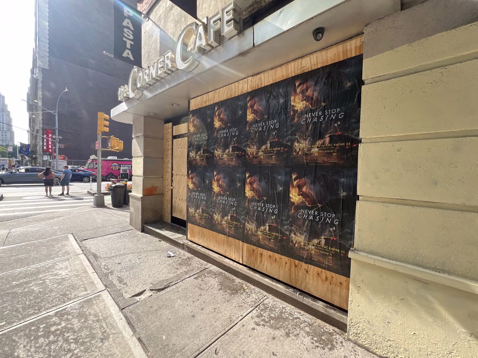 Never Stop Chasing wild posting at 729 6th Ave, Chelsea, Manhattan