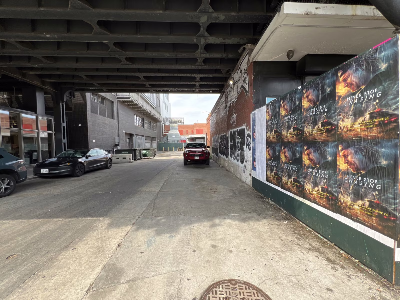 Never Stop Chasing wild posting at 833 Washington St – Location 1, Meatpacking District, Manhattan