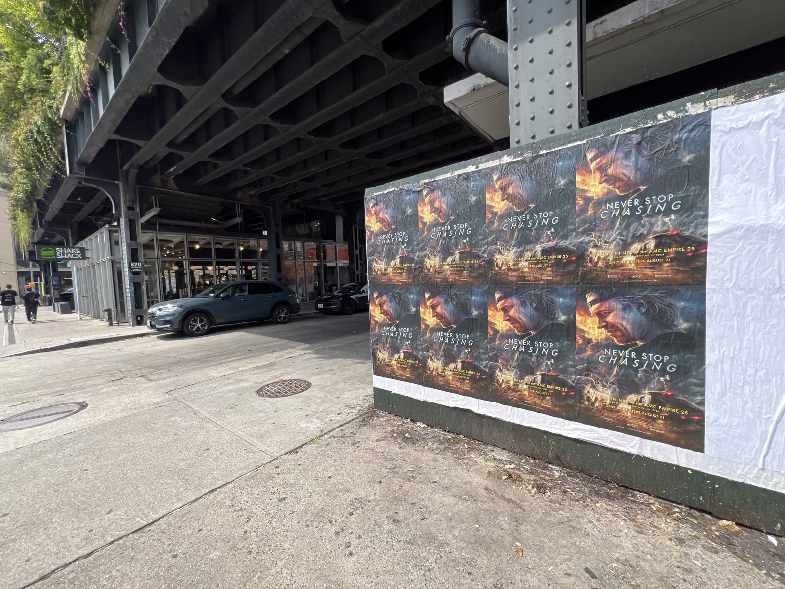 Never Stop Chasing wild posting at 833 Washington St – Location 2, Meatpacking District, Manhattan