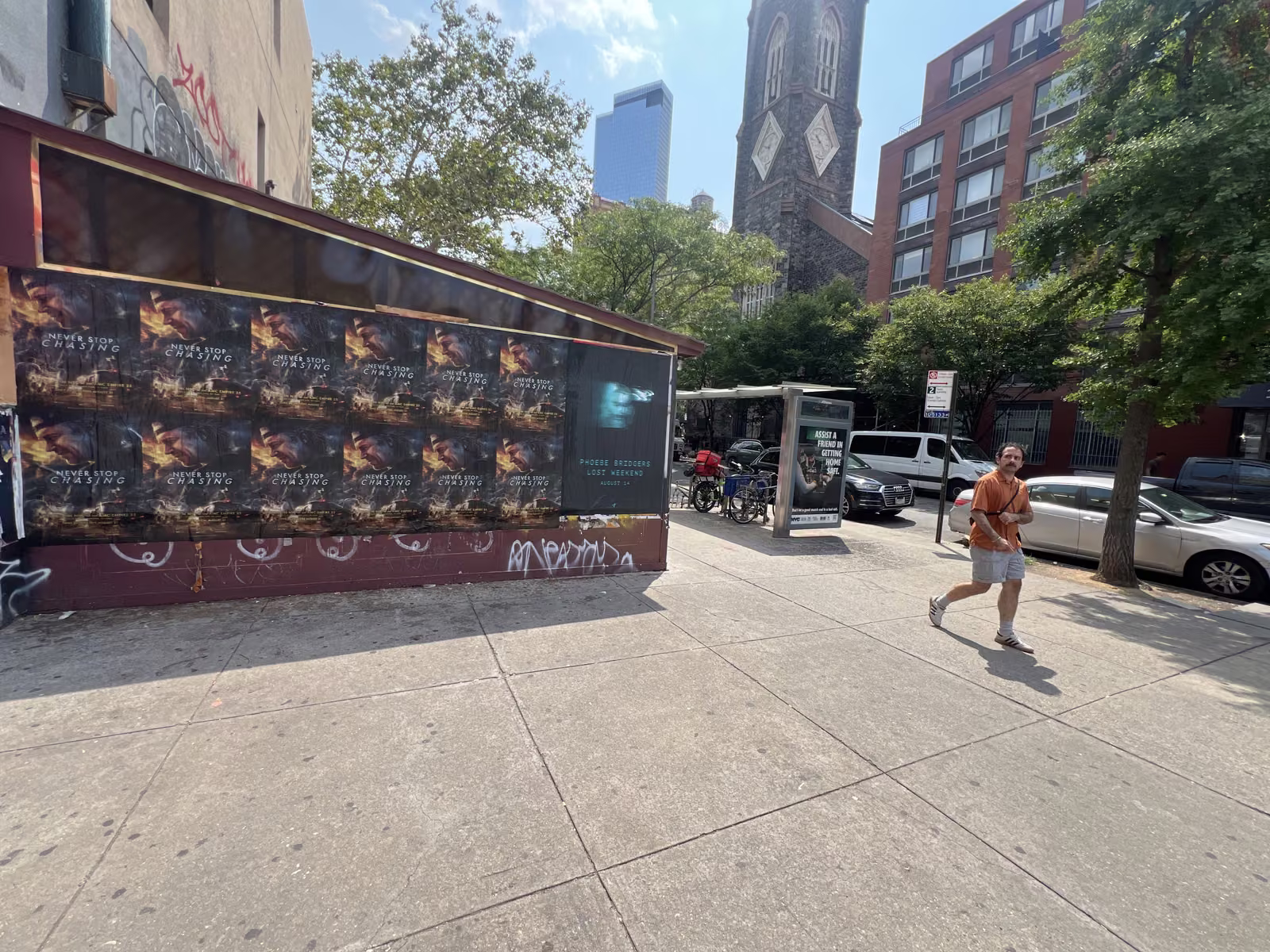 Never Stop Chasing wild posting at East Broadway, Lower East Side, Manhattan